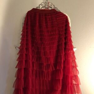 Chic Layered Red A-Line Skirt